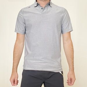 RHONE Commuter Performance Polo In Dark Gray Marle Stripe Small